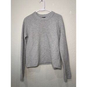 Quince Mongolian Cashmere Shrunken Trapeze Sweater Grey Crew Neck Small